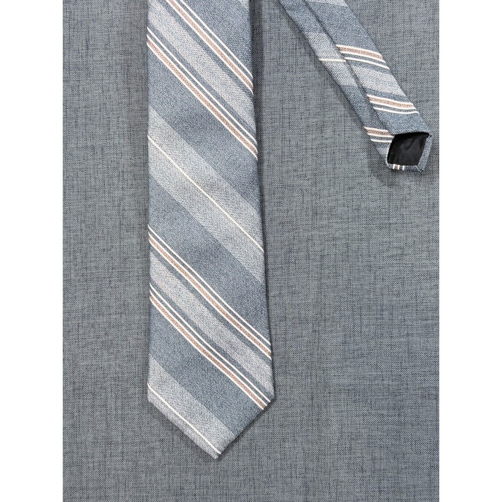 Vintage Mervyns Collection Tie Blue Gray Striped Polyester Classic USA - Picture 2 of 6